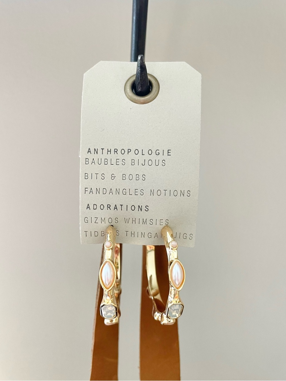 Anthropologie Bezel Stone Hoop Earrings - Picture 4 of 7